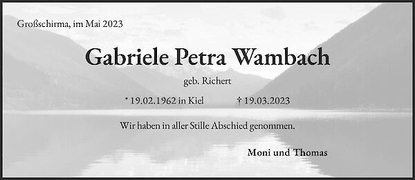 Obituary Gabriele Petra Wambach