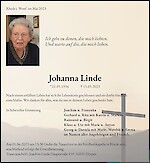 Todesanzeige Johanna Linde