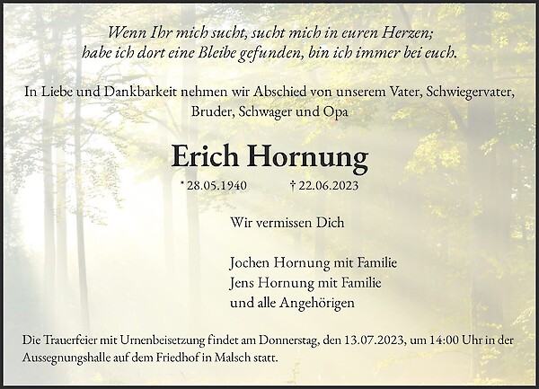 Obituary Erich Hornung