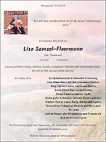 Traueranzeige Lisa Samsel-Flammann, Blieskastel