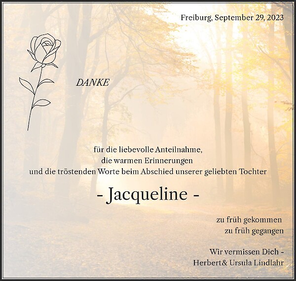 Traueranzeige von -  Jacqueline -