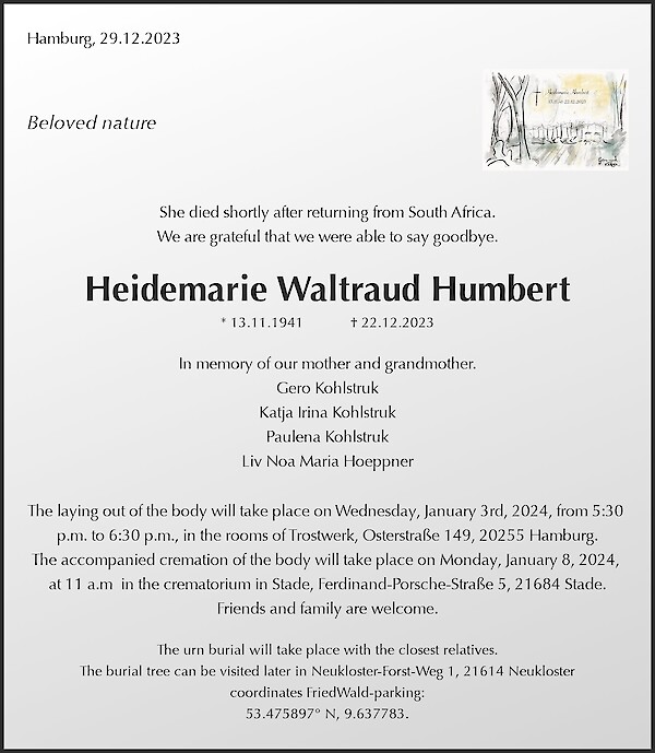 Traueranzeige von Heidemarie Waltraud Humbert, Eitorf-Irlenborn