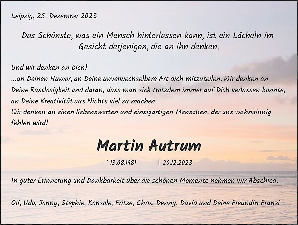 Obituary Martin Autrum