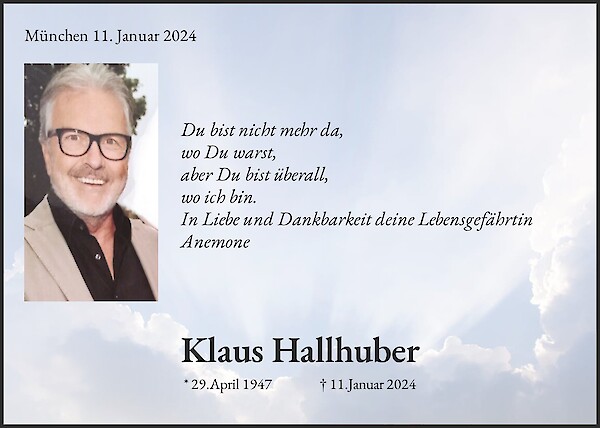 Obituary Klaus Hallhuber, München