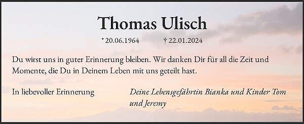 Obituary Thomas Ulisch