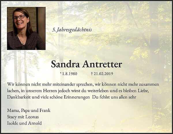 Obituary Sandra Antretter