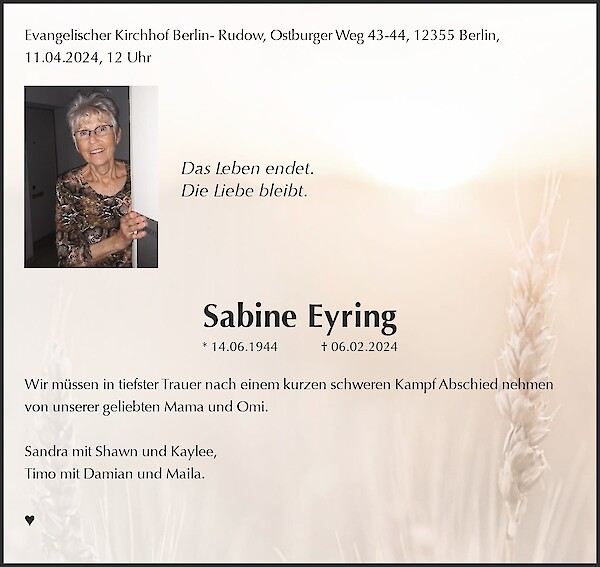 Obituary Sabine Eyring