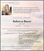 Obituary Rebecca Bauer