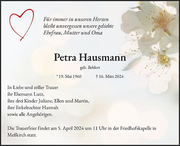 Obituary Petra Hausmann