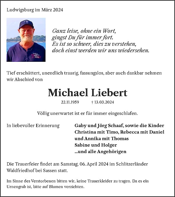 Obituary Michael Liebert, Ludwigsburg