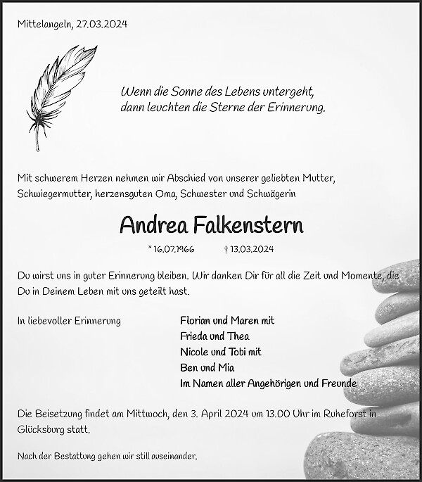 Obituary Andrea Falkenstern, Mittelangeln