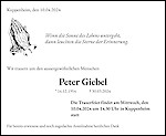 Traueranzeige Peter Giebel, Kuppenheim
