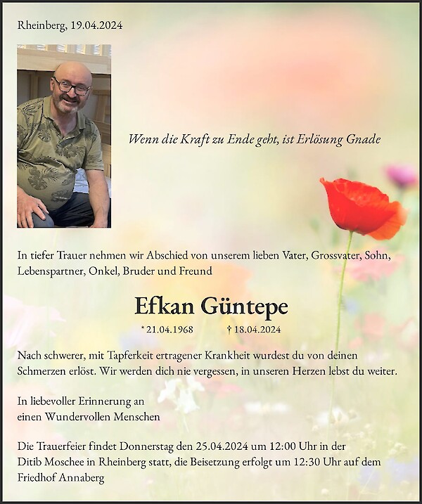 Obituary Efkan Güntepe, Rheinberg