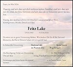 Traueranzeige Fritz Lake, Essen