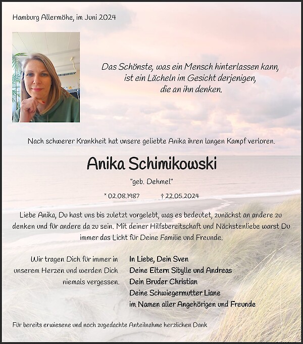 Obituary Anika Schimikowski