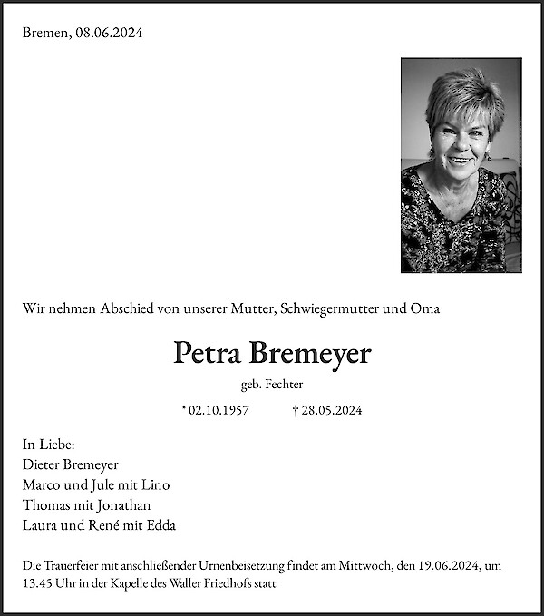 Obituary Petra Bremeyer, Bremen