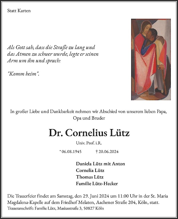 Obituary Dr. Cornelius Lütz, Freilassing