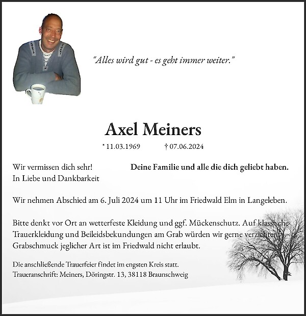 Traueranzeige von Axel Meiners