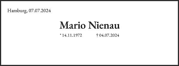 Obituary Mario Nienau, Hamburg