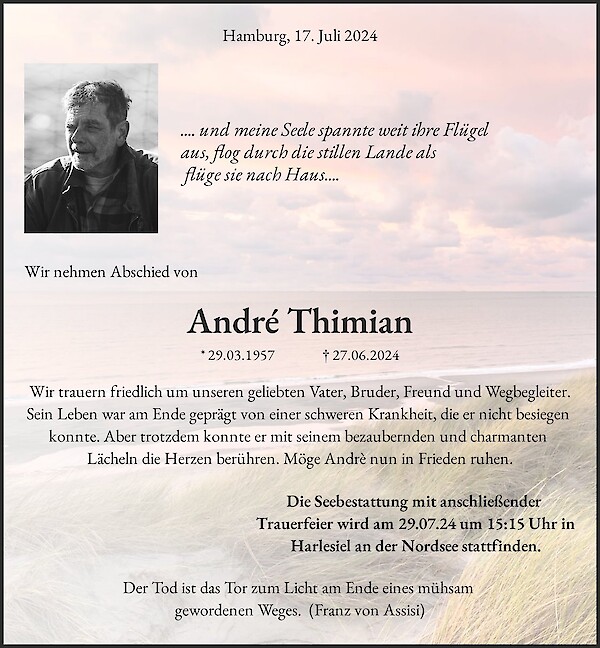 Traueranzeige von André Thimian