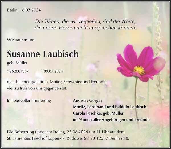 Traueranzeige von Susanne Laubisch