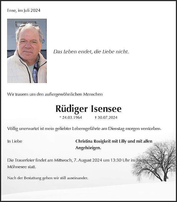 Obituary Rüdiger Isensee, Ense