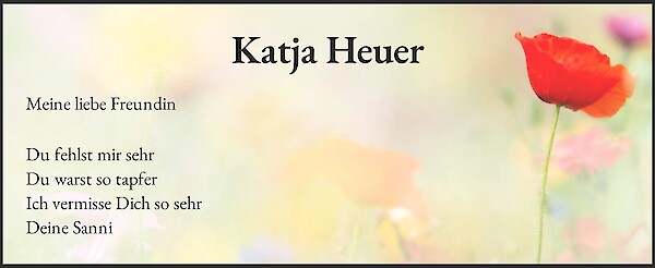 Traueranzeige von Katja Heuer