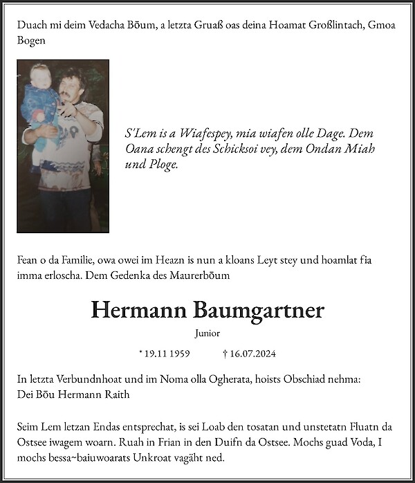 Obituary Hermann Baumgartner