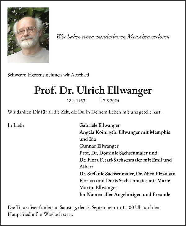 Obituary Prof. Dr. Ulrich Ellwanger