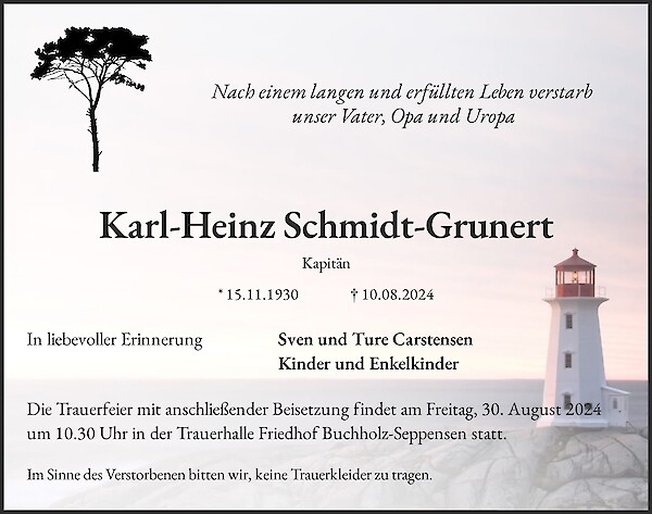 Obituary Karl-Heinz Schmidt-Grunert, Fintel