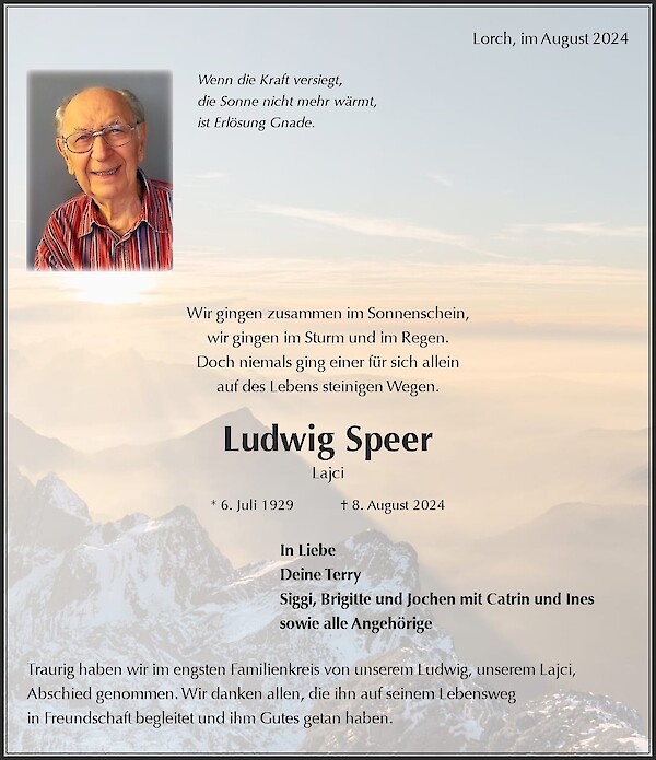 Obituary Ludwig Speer