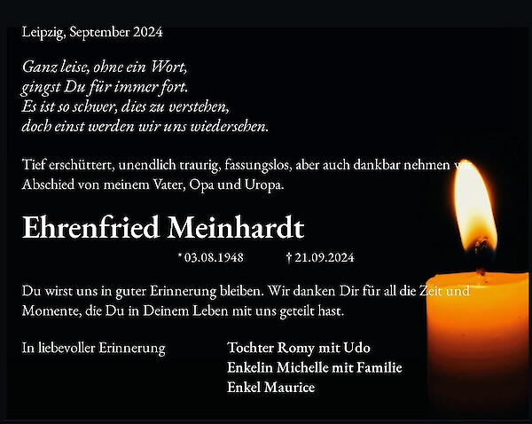 Obituary Ehrenfried Meinhardt, Leipzig