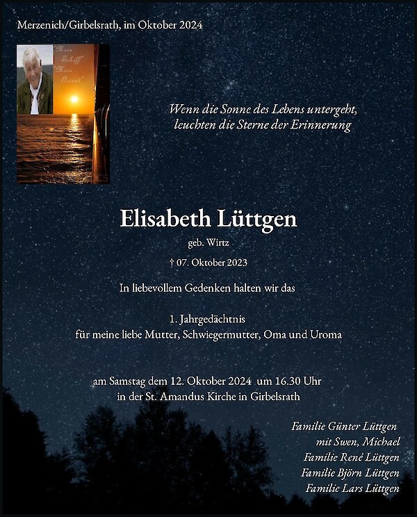 Obituary Elisabeth Lüttgen