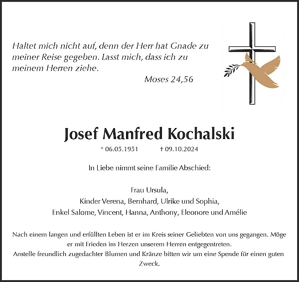 Traueranzeige von Josef Manfred Kochalski