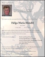 Traueranzeige Helga Maria Mondri