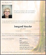 Traueranzeige Irmgard Stracke