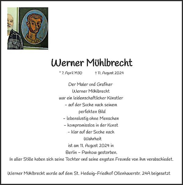 Obituary Werner Mühlbrecht