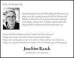 Traueranzeige Joachim Raack