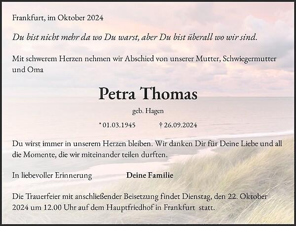 Traueranzeige von Petra Thomas