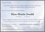 Traueranzeige Hans-Martin Arnold