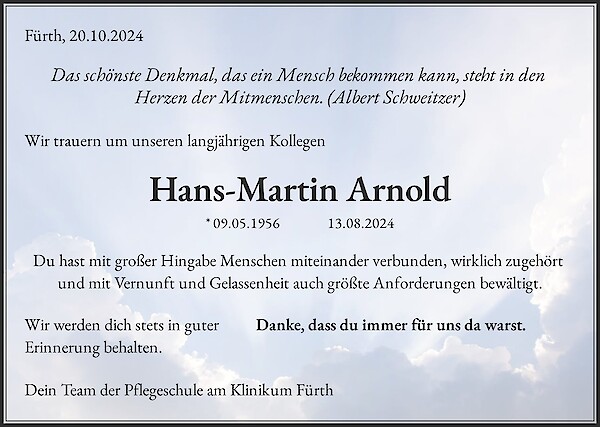 Obituary Hans-Martin Arnold