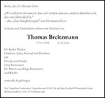 Traueranzeige Thomas Breitzmann, Berlin