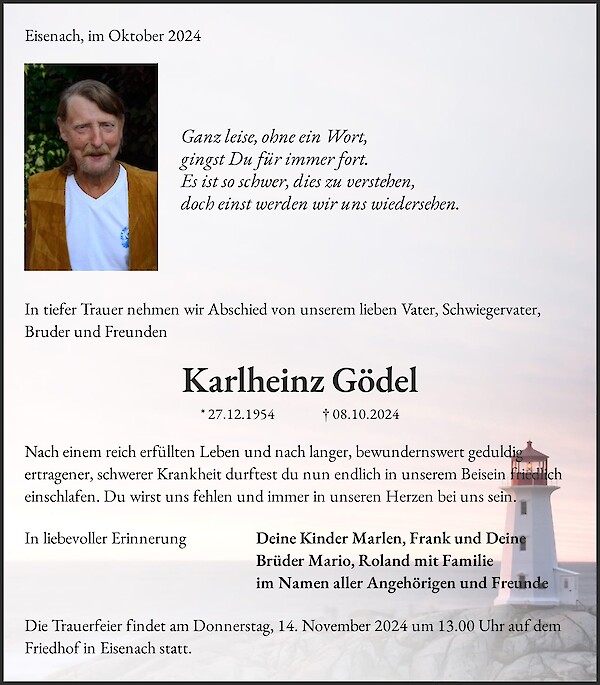 Traueranzeige von Karlheinz Gödel, Eisenach