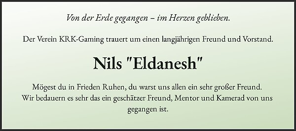 Traueranzeige von Nils "Eldanesh", Reinbek