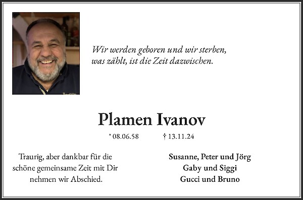 Traueranzeige von Plamen Ivanov