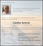 Traueranzeige Günther Ketterle, Leimen