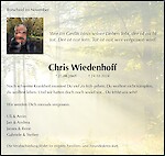 Traueranzeige Chris Wiedenhoff, Burscheid