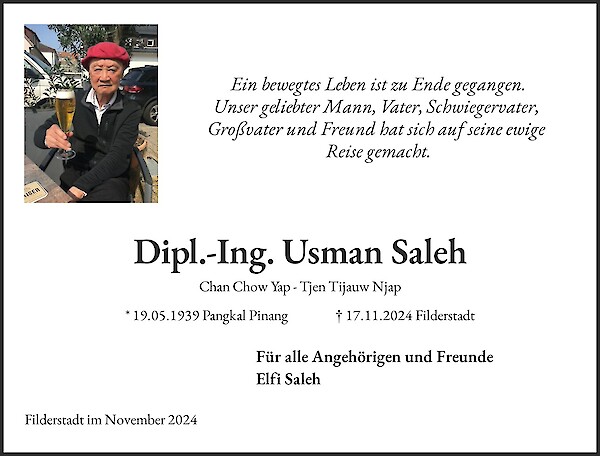 Traueranzeige von Dipl.-Ing. Usman Saleh