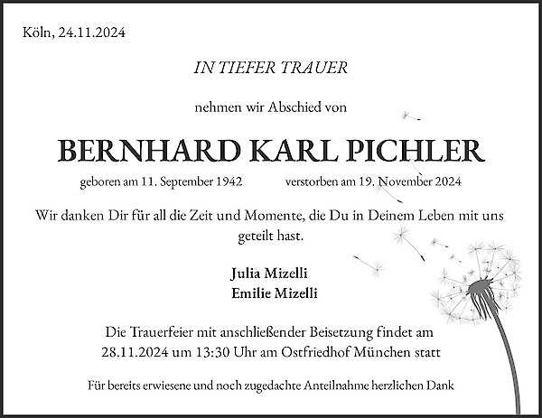 Obituary BERNHARD KARL PICHLER