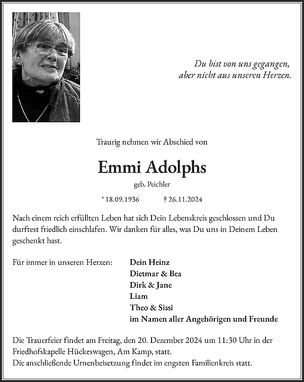 Obituary Emmi Adolphs